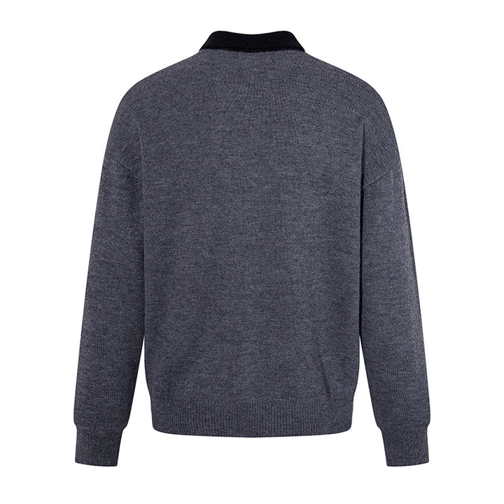 Herren Poloshirt-Strickpullover mit Knopfleiste, Brusttasche und Kontrastkragen Echoarchiv