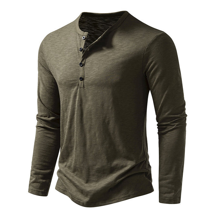 Herren Langarmshirt mit knopflosem V-Ausschnitt und atmungsaktivem Stoff Echoarchiv