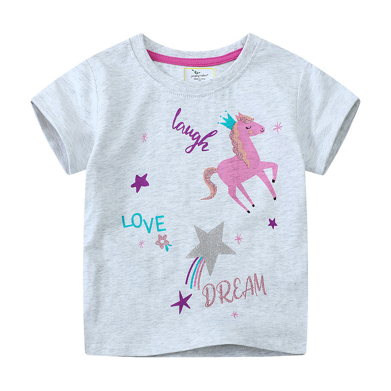 Mädchen T-Shirt mit buntem Einhorn-Design und inspirierendem Schriftzug Echo Archiv