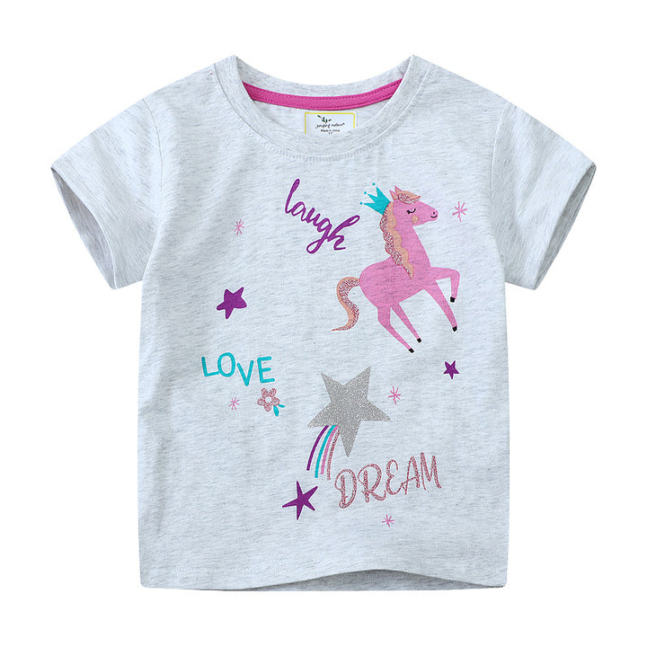 Mädchen T-Shirt mit buntem Einhorn-Design und inspirierendem Schriftzug Echo Archiv