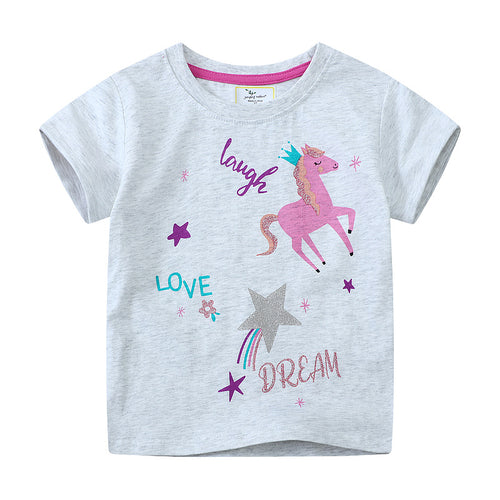 Mädchen T-Shirt mit buntem Einhorn-Design und inspirierendem Schriftzug Echo Archiv