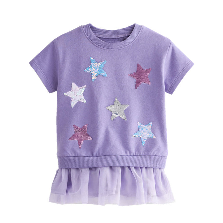 Mädchen T-Shirt mit glitzernden Sternen und Tüllrock Echo Archiv