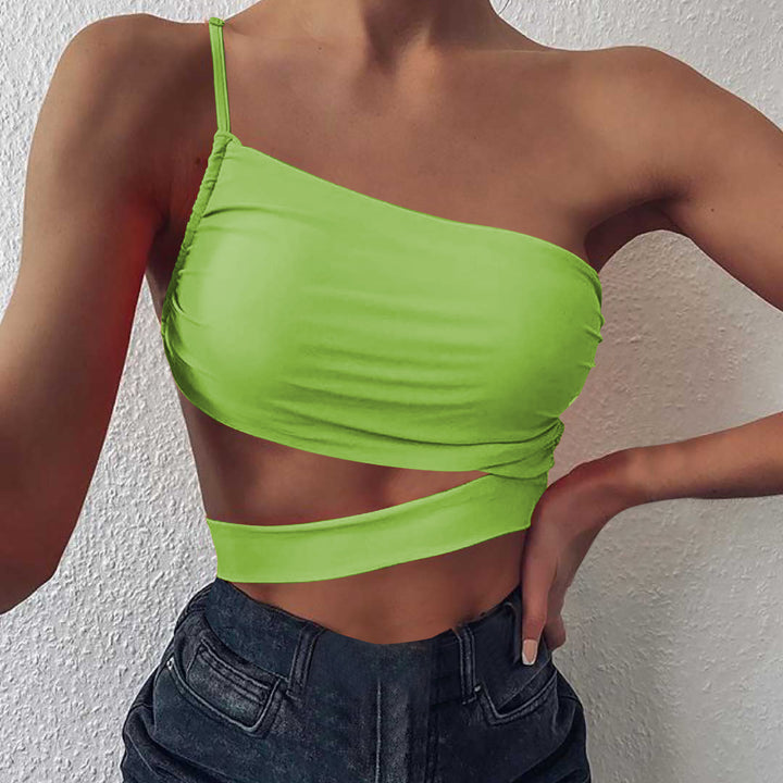 Damen asymmetrisches Crop-Top mit elegantem Wickeldesign Echo Archiv