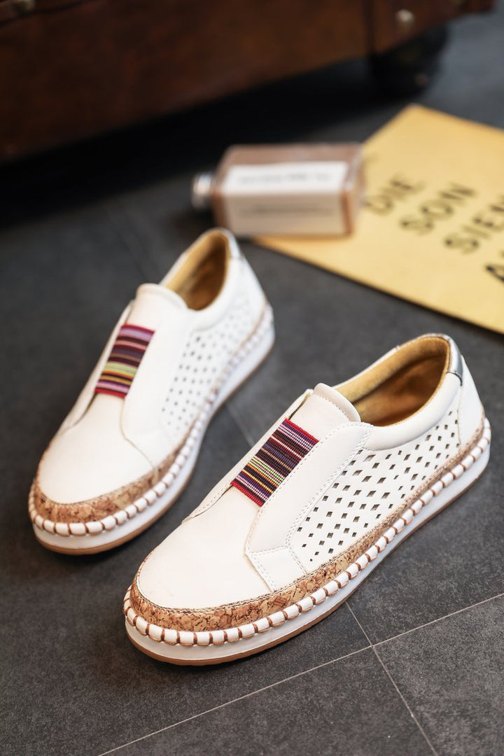 Damen nan leichte Slipper-Sneaker mit Korkrand und perforiertem Obermaterial Echo Archiv