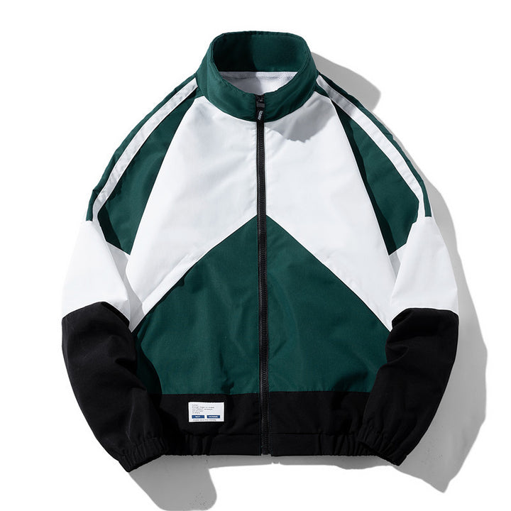 Herren Sportliche Track-Windbreakerjacke mit Stehkragen, Mesh‑Futter und Reißverschlusstaschen Echo Archiv