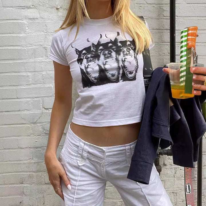 Damen Grafik T-Shirt mit kreativen Druck Echo Archiv