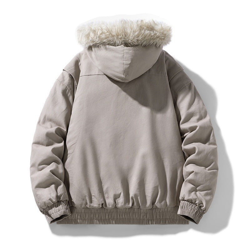 Unisex nicht gesteppte Winterjacke mit Kapuze aus synthetischem Fell und thermischer Füllung – Marzano