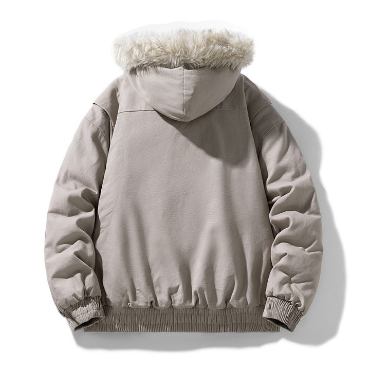 Unisex nicht gesteppte Winterjacke mit Kapuze aus synthetischem Fell und thermischer Füllung – Marzano