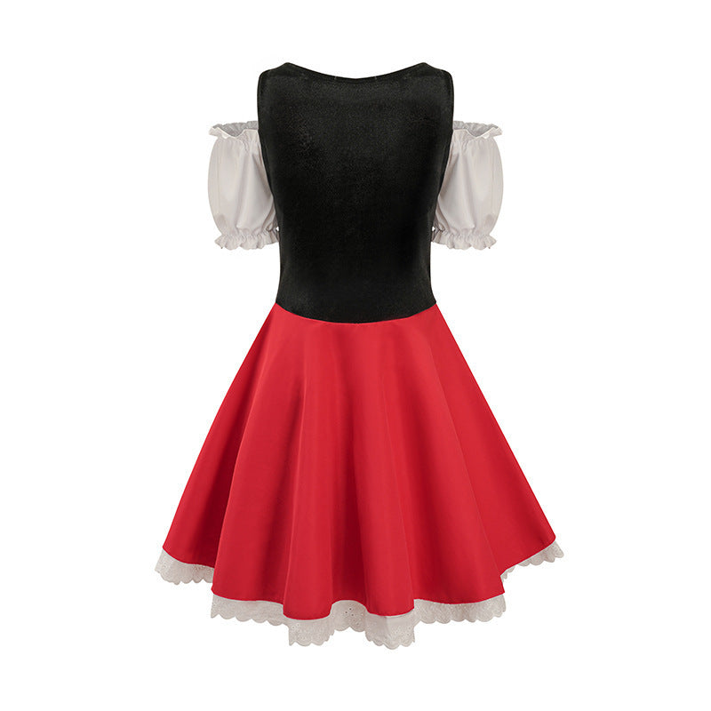 Damen nan traditionelles Dirndlkleid mit Schnürcorsage und Carmenärmeln Echo Archiv