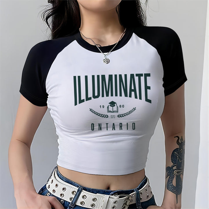 Damen Crop-Top mit motivierendem Schriftzug und lässigem Schnitt Echo Archiv