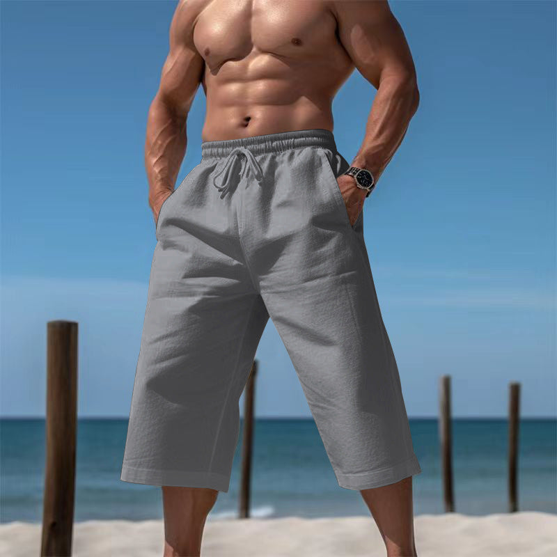 Herren nan lässige knielange Bermuda-Shorts mit elastischem Bund und Tunnelzug Echoarchiv