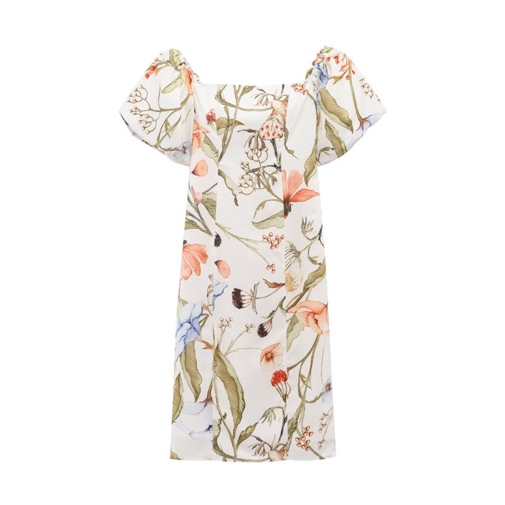 Damen nan weite Leinenhose mit hohem Bund, Palazzoschnitt und floraler Aquarell-Print Echo Archiv