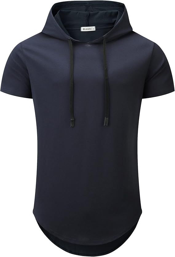 Herren Kurzarm Hoodie T-Shirt mit modernem Schnitt und praktischen Kordeln Echoarchiv