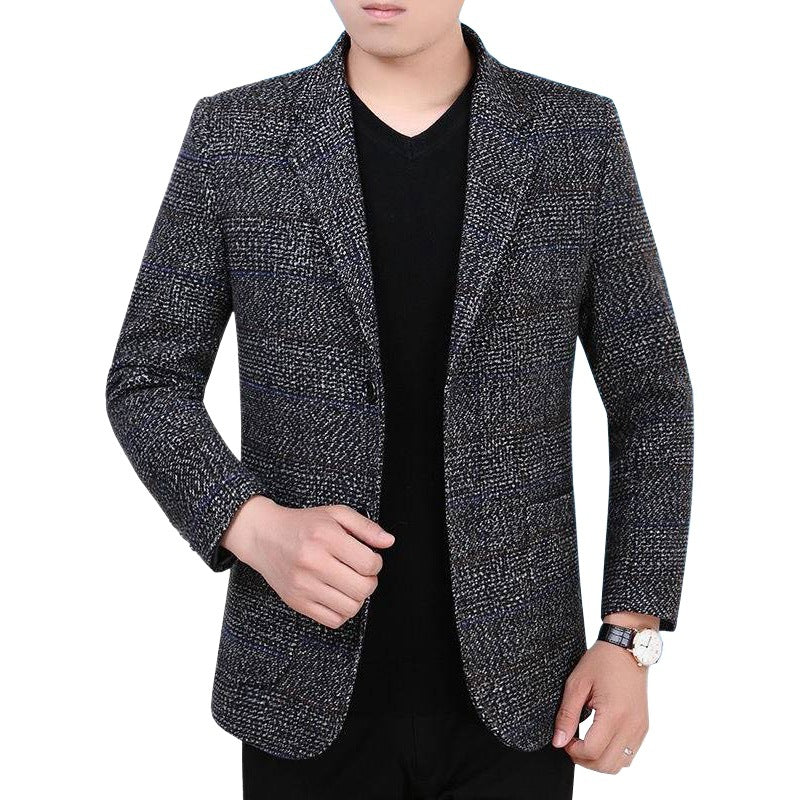Herren Glencheck-Sakko Slim Fit aus Wollmischung mit dezentem Overcheck – Tianoro