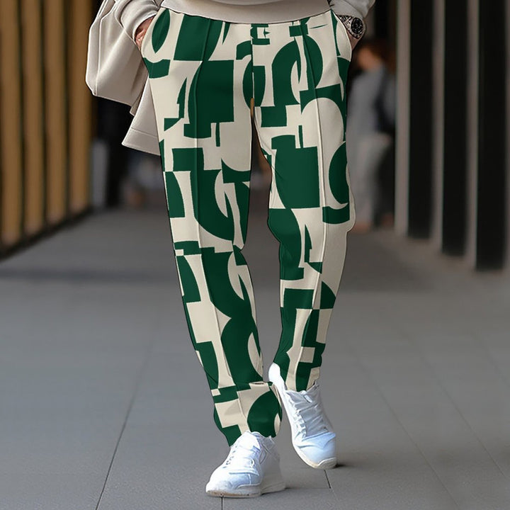 Herren Trendige Chino-Hose mit grafischem Muster und seitlichen Taschen Echoarchiv