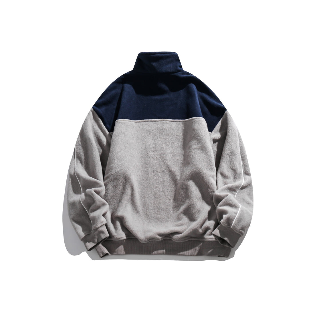 Unisex Fleece-Halbzip-Pullover mit hohem Kragen, Raglanärmeln und Kontrastpaneelen Echoarchiv