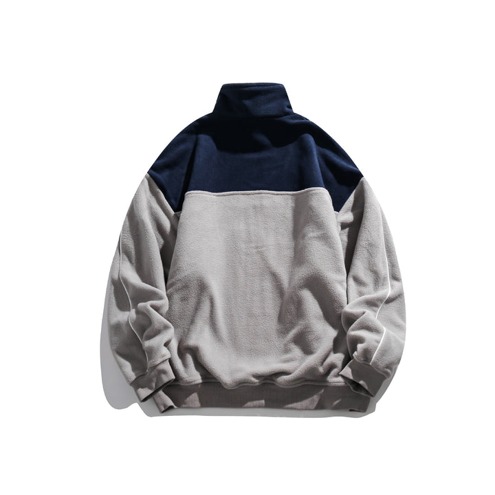 Unisex Fleece-Halbzip-Pullover mit hohem Kragen, Raglanärmeln und Kontrastpaneelen Echoarchiv