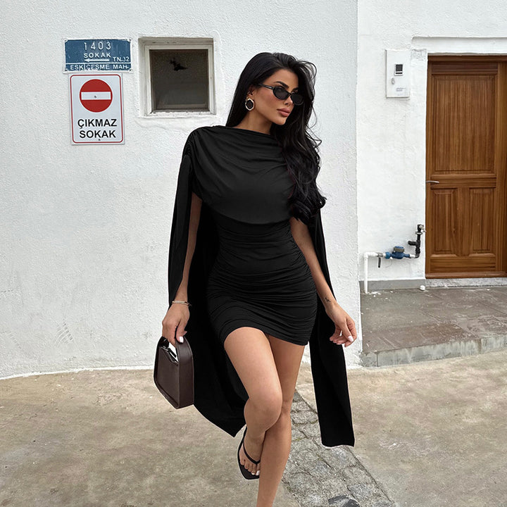Damen Minikleid mit drapiertem Cape Echo Archiv