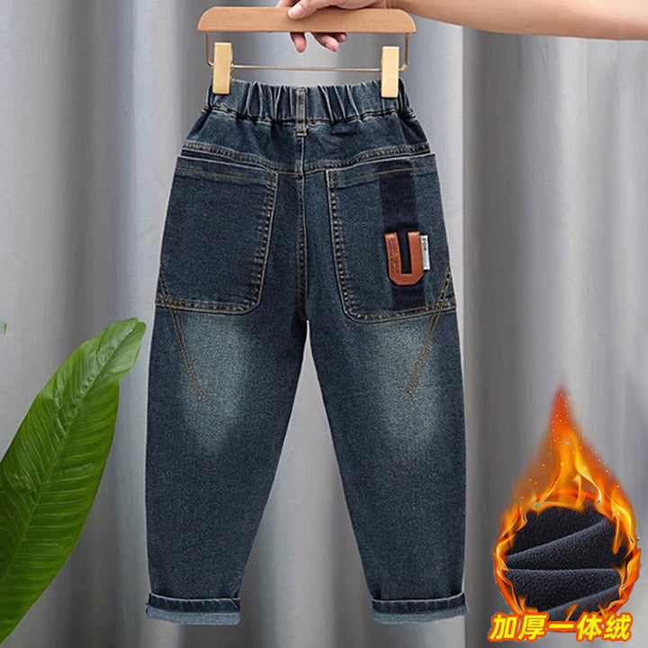 Unisex modische Denim-Hose mit elastischem Bund und großen Taschen Echo Archiv