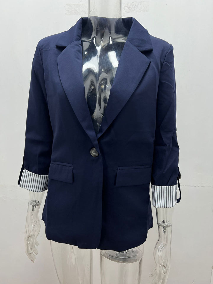 Damen nan taillierter dreiviertelarm Blazer mit Pattentaschen und umgeschlagenen Manschetten Echo Archiv