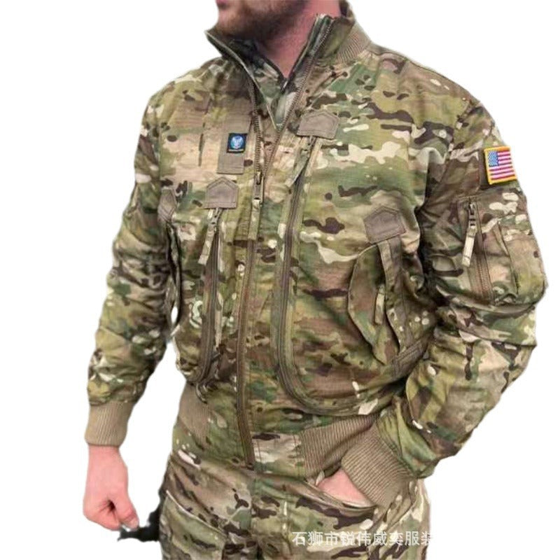 Herren nan Piloten-Bomberjacke im Utility-Stil mit Mehrfachtaschen, Ärmeltasche und geripptem Saum Echo Archiv