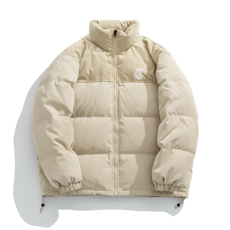 Unisex Gepolsterte Steppjacke mit Cord-Panel, Stehkragen und Tunnelzug Echo Archiv