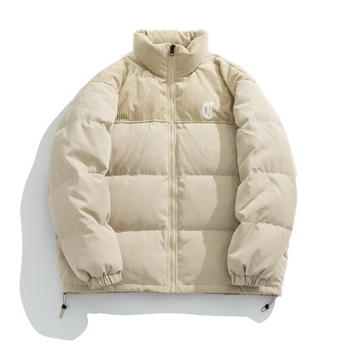Unisex Gepolsterte Steppjacke mit Cord-Panel, Stehkragen und Tunnelzug Echo Archiv