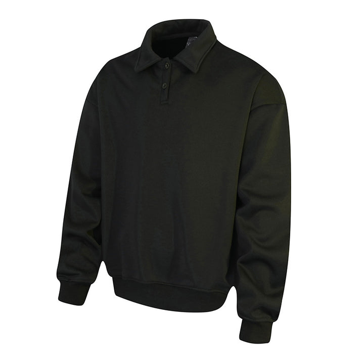 Herren Polo‑Sweatshirt im Oversize‑Relaxed‑Fit mit Rippbündchen und Knopfleiste Echo Archiv