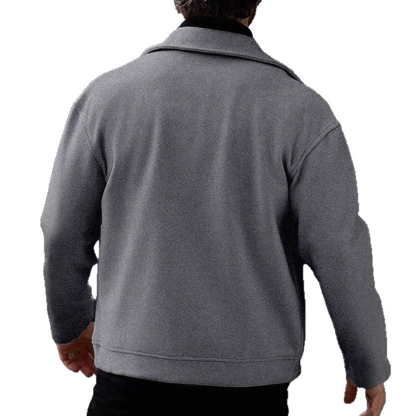 Herren Oversized Bikerjacke aus Wollmix mit asymmetrischem Reißverschluss und Druckknopf-Details – Taviero