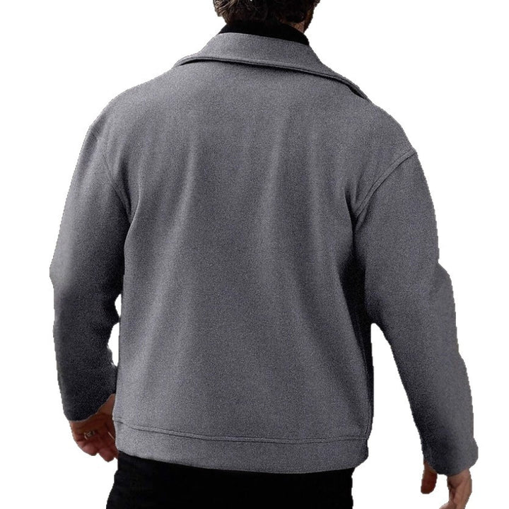 Herren Oversized Bikerjacke aus Wollmix mit asymmetrischem Reißverschluss und Druckknopf-Details – Taviero