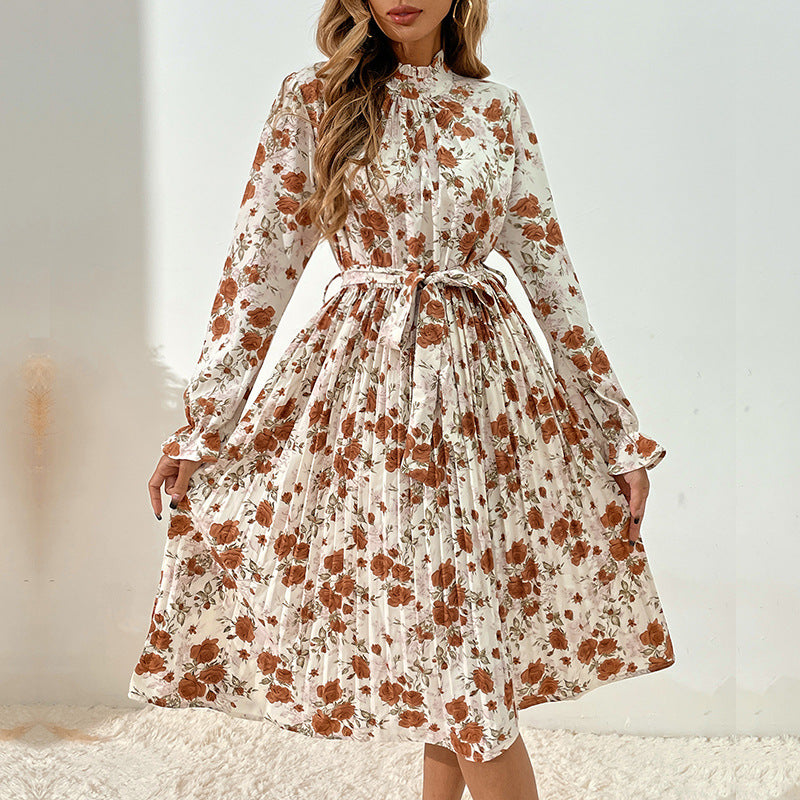 Damen Blumiges Midi-Kleid mit Gürtel und Rüschendetails Echo Archiv