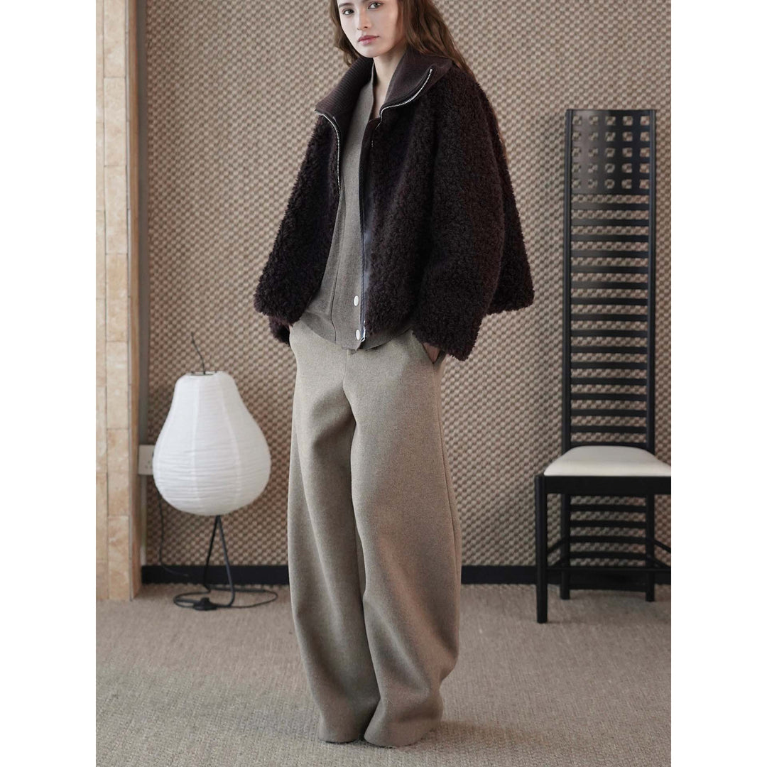 Damen Teddyjacke mit hohem Rippenkragen und halbhohem Reißverschluss Echoarchiv