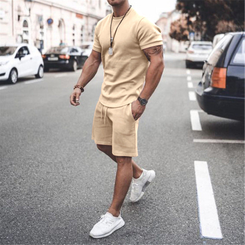 Herren nan figurbetontes Kurzarmshirt mit verstärkter Schulternaht und elastischer Kordelzug-Bermuda aus Stretchjersey Echo Archiv