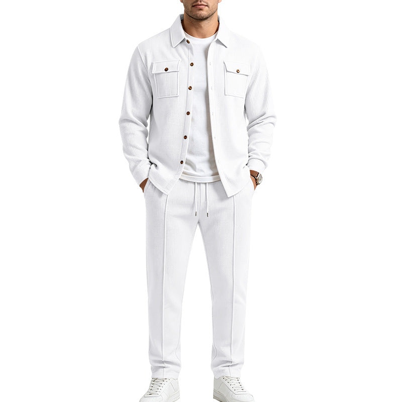 Herren Overshirt- und Jogger-Set aus strukturierter Strickqualität Echoarchiv