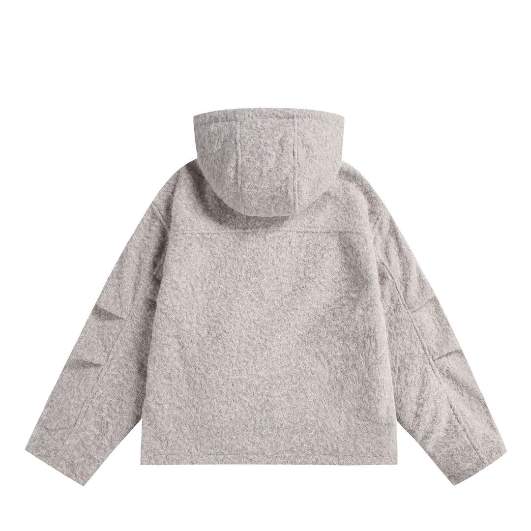 Damen Kapuzenblouson aus Wollmix mit voluminöser Struktur und Reißverschluss Echoarchiv