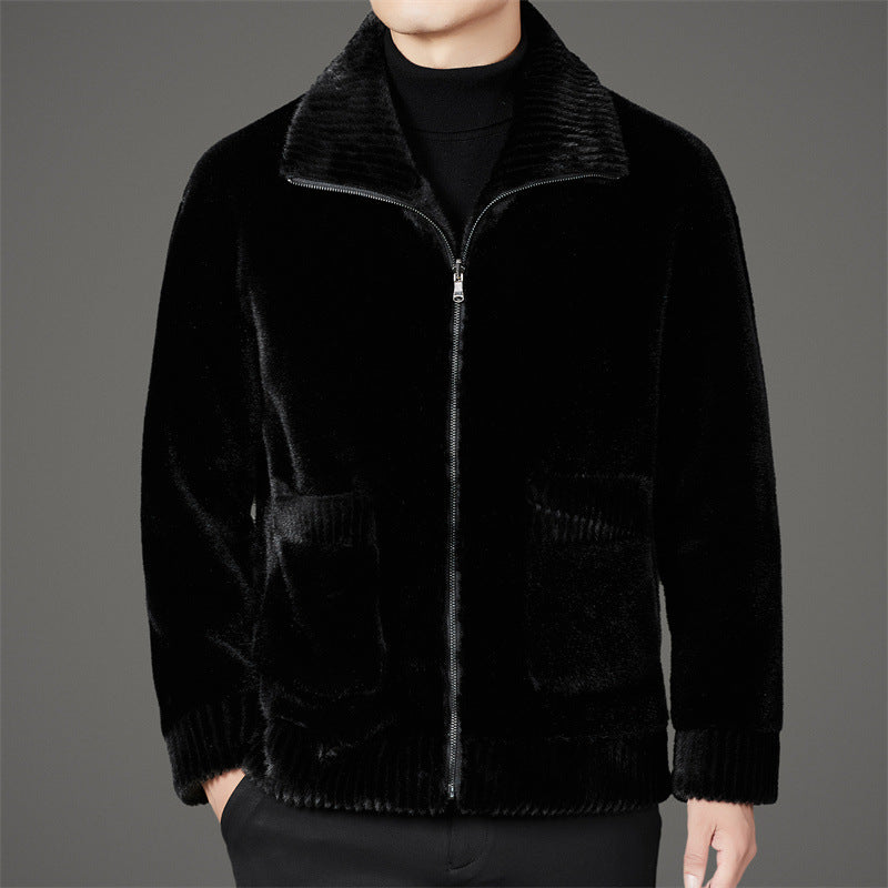 Herren weiche Fleecejacke mit hohen Kragen und praktischen Taschen Echoarchiv