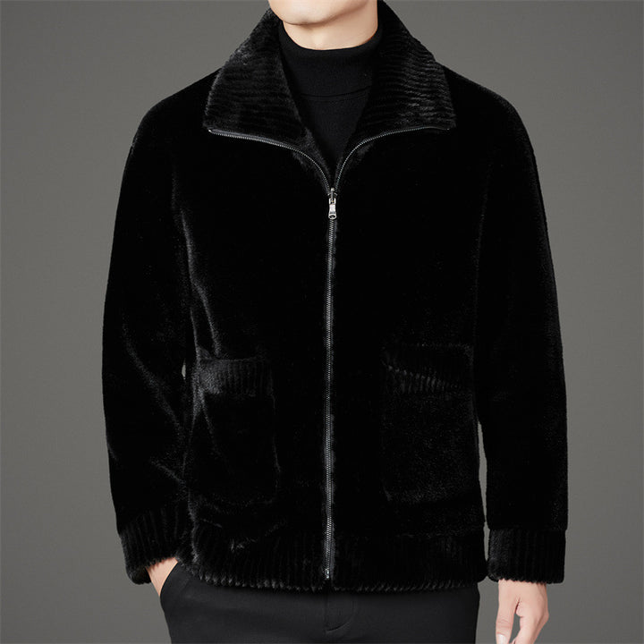 Herren weiche Fleecejacke mit hohen Kragen und praktischen Taschen Echoarchiv