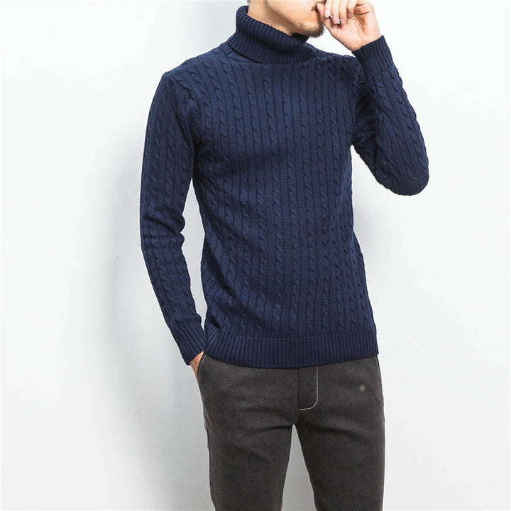 Herren nan Feinstrick-Rollkragenpullover mit Zopfmuster und schmaler Silhouette Echo Archiv