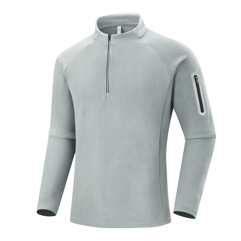 Herren Fleece-Halbzip-Trainingsshirt mit Stehkragen und Ärmel-Reißverschlusstasche Echo Archiv