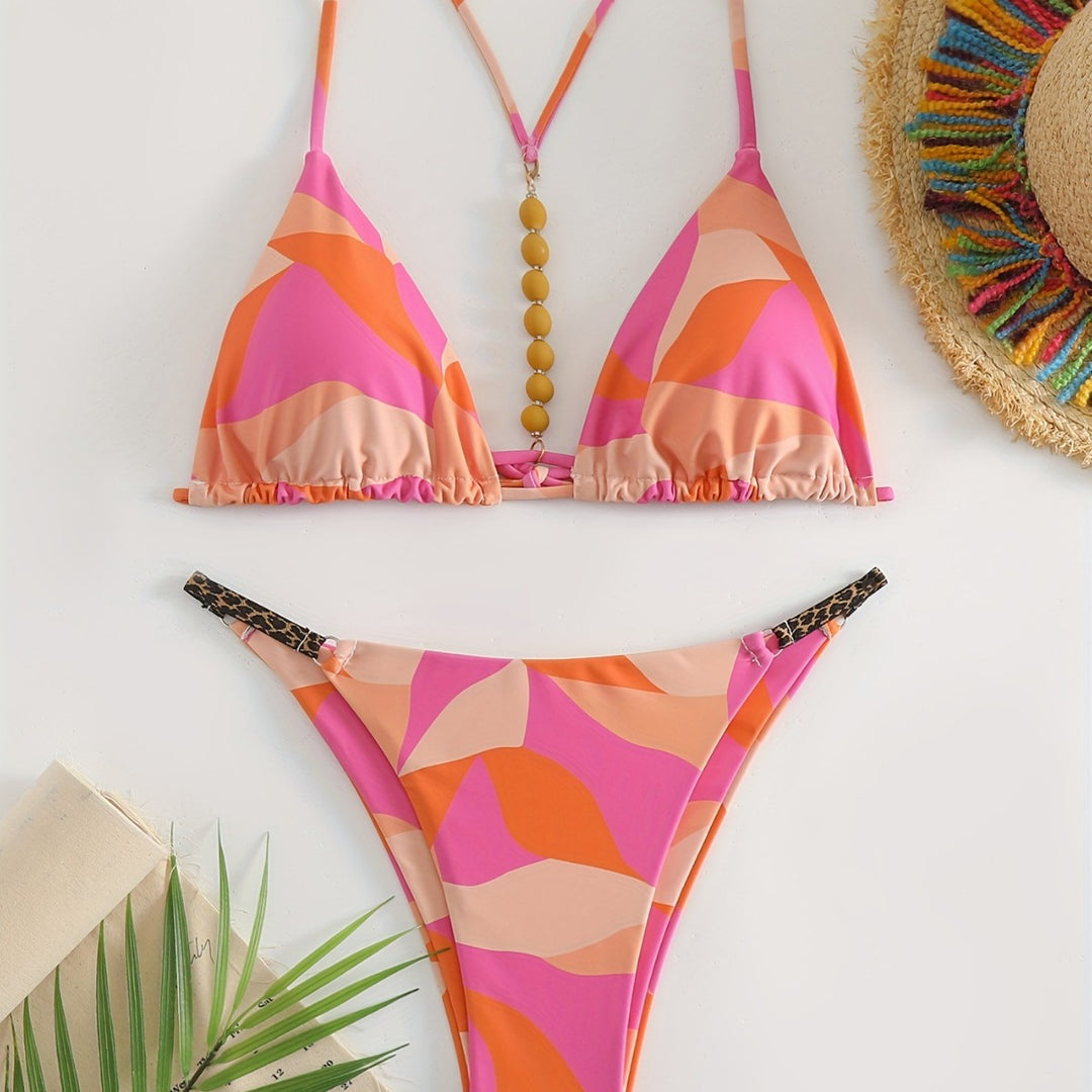Damen Triangel-Bikini Set mit auffälligen Streifen Echo Archiv
