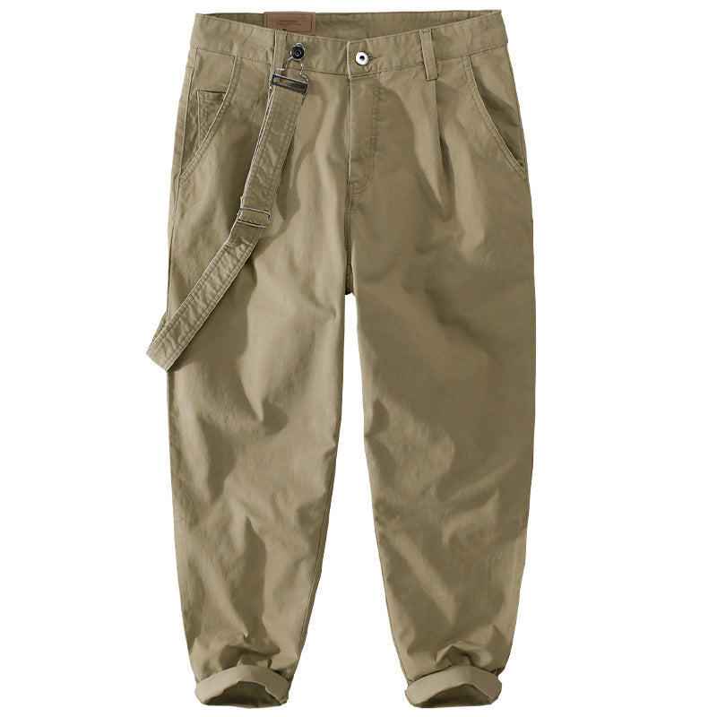 Herren Tapered-Chinohose mit abnehmbarem Gurt, hohem Bund und gekrempeltem Saum Echoarchiv