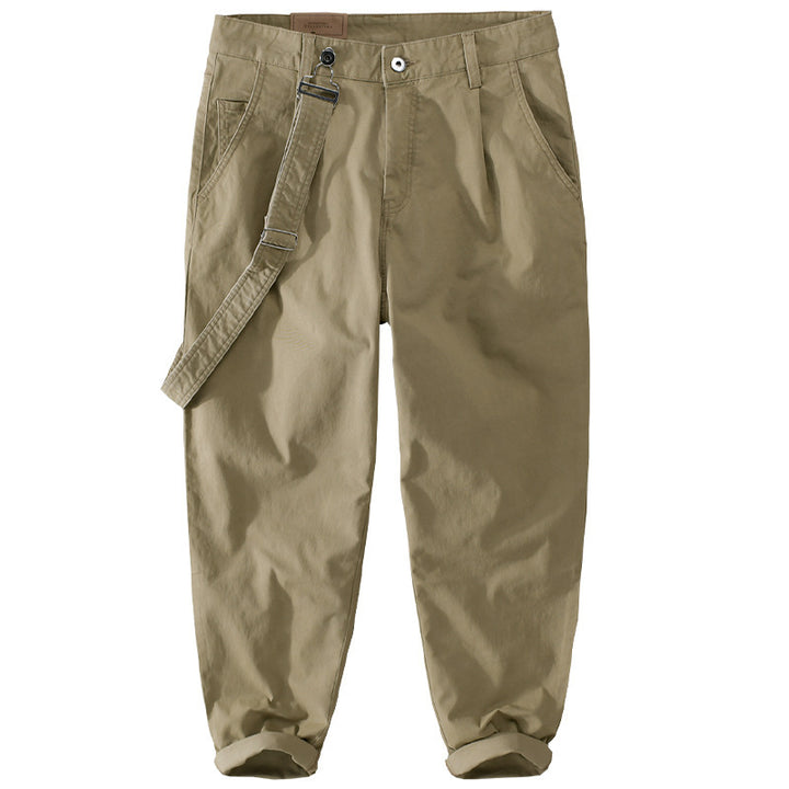 Herren Tapered-Chinohose mit abnehmbarem Gurt, hohem Bund und gekrempeltem Saum Echoarchiv