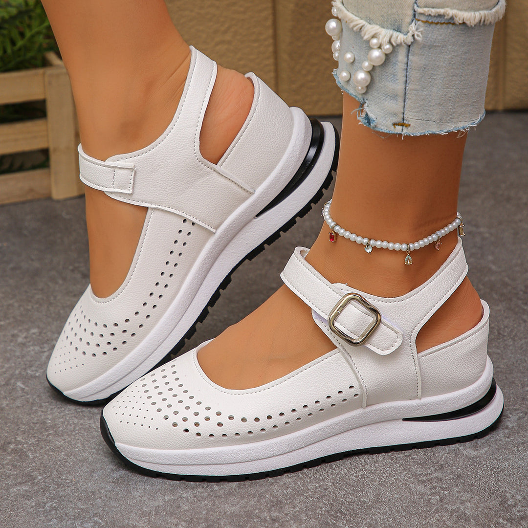 Damen Plateau-Sandalen mit sportlicher Sneaker-Sohle und verstellbaren Klettriemen – Sorelia