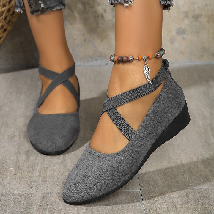 Damen Komfort-Keilabsatz-Ballerina aus Veloursleder – Lioré