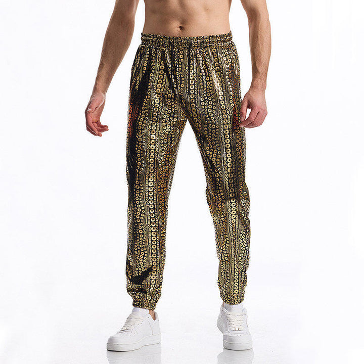 Herren Glitzernde Freizeithose mit buntem Paillettenmuster Echoarchiv