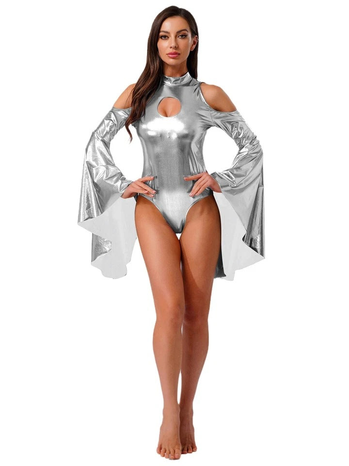 Damen Body mit schulterfreien Ärmeln und glamourösem Glanz Echo Archiv