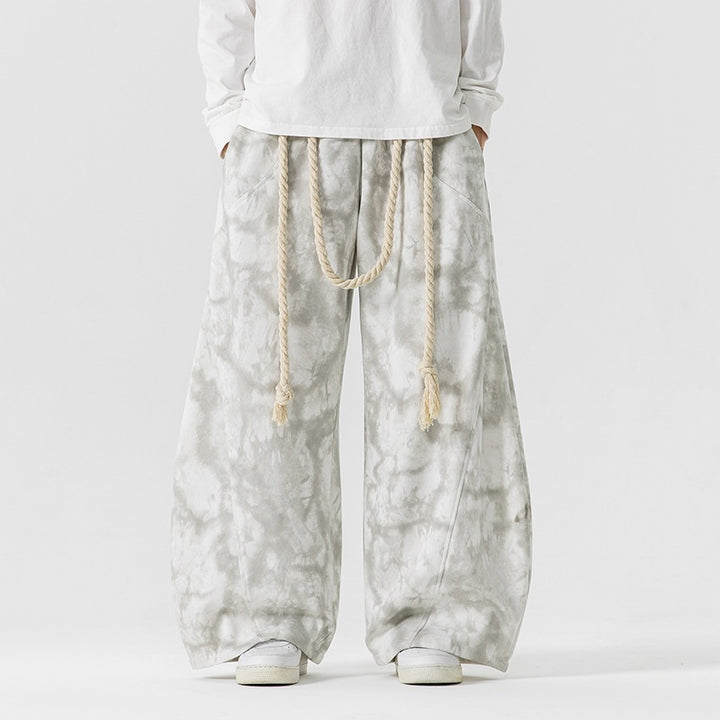 Unisex nan weite Batik-Haremshose mit dekorativem Kordelbund und tiefem Schritt Echo Archiv