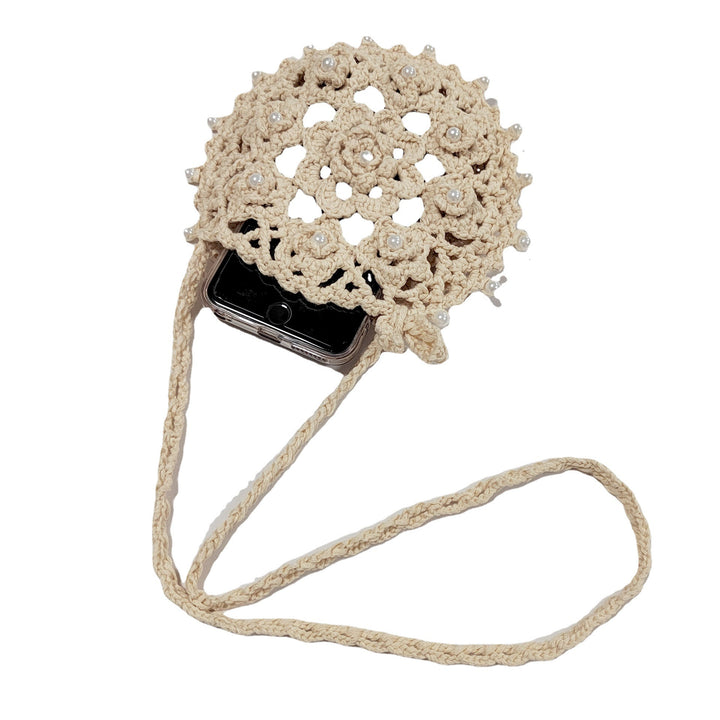Damen handgefertigte Häkel-Handtasche mit Perlenschmuck Echo Archiv