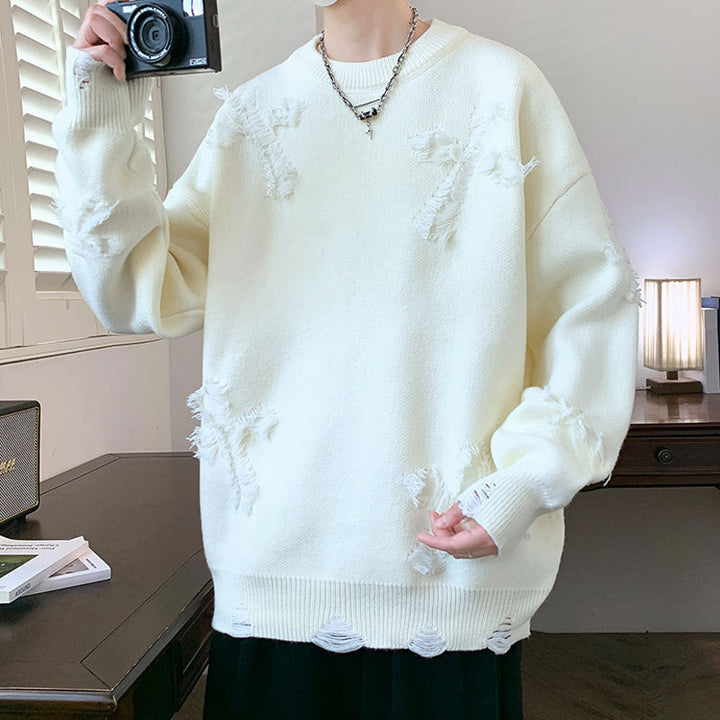 Damen Grobstrickpullover mit Fransen Echoarchiv