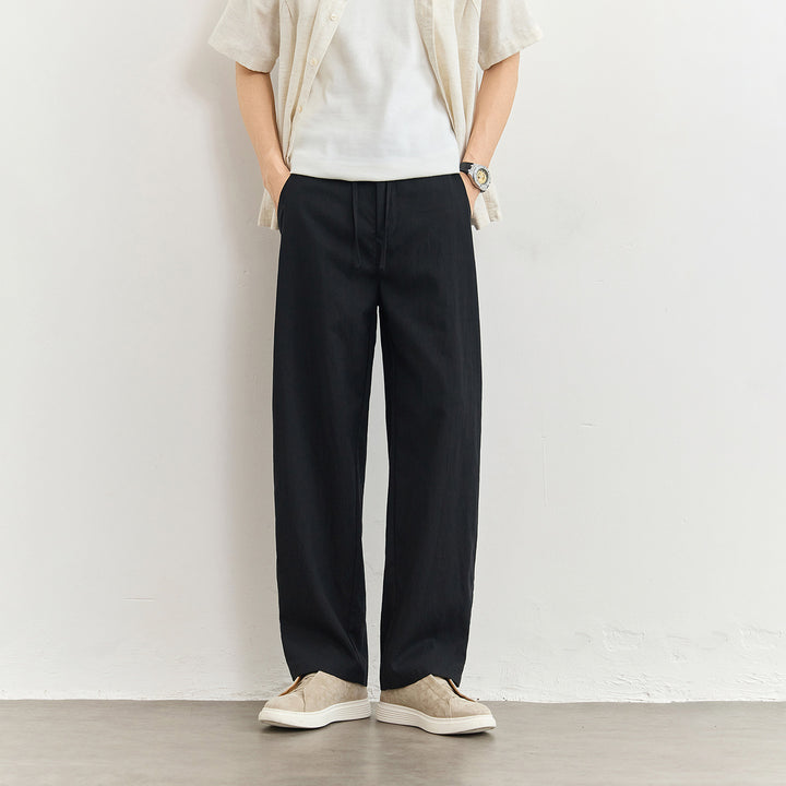 Herren Leichte Leinenhose mit Tunnelzug und geradem Bein Echo Archiv